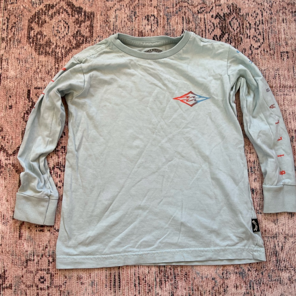 Billabong Kids Long Sleeve Shirt in Light Green with Red Accents